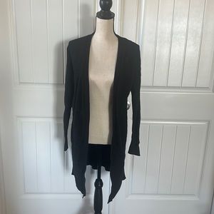 Long black crochet cardigan
